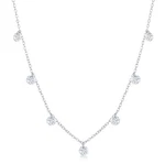 Sterling Silver Hanging Cubic Zirconia's Oval Chain Necklace. Fixed Price $44.83.