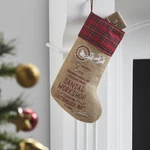 Burlap Natural Jute Plaid Santa's Workshop Stocking 12X20 Vhc Brands. Fixed Price $13.95.