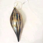 Set Of 12 Macy's Holiday Lane Gold Blue Murano Style Finial Ornament New Box. Fixed Price $39.99.
