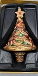 Dillards Trimmings Nos Glittery Glass Christmas Tree W/poinsettia Ornament & Box. Fixed Price $17.10.
