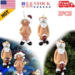 2PCS Resin Santa Claus Ornament Naked Naughty Funny Christmas Tree Pendant. Fixed Price $8.54.