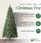 Home Heritage Half Pine Pre-lit Christmas Tree 7FT 150 Led Lights 552 Tips Green. Fixed Price $69.74.