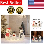 Charming Plush Snowman Family, 3-PIECE Set With Incandescent Lighting For Gifts. Fixed Price $113.38.