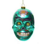 Skull Ornament 4" Glass Christmas Tree Day Of The Dead Sugar Muerto Teal Green. Fixed Price $8.95.