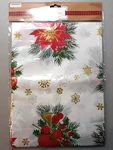 Vtg Christmas Holiday Vinyl Table Cover Flannel Back 52X70 Regent Products Corp. Fixed Price $11.00.