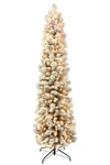 Puleo International 6.5 Foot Pre-lit Flocked Portland Pine Pencil Artificial. Fixed Price $191.30.
