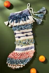 Anthropologie Stocking All Roads Christmas Textured Tassels Poms Reversible Nwt. Fixed Price $65.00.