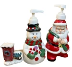 Lemax Christmas Outhouse Model 64481 Snowman & Santa Claus Soap Lotion Dispenser. Fixed Price $15.99.