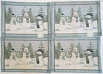 Set Of 4 Nicholas Square Christmas Snowmen Snowflake Light Blue Placemats. Fixed Price $29.99.