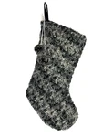 New! Gray Plush Soft Fuzzy Fur Christmas Stocking With Poms Transpac. Fixed Price $13.23.