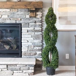 Vickerman 5' Artificial Boxwood Double Spiral Topiary With Black Pot In Green. Fixed Price $325.05.