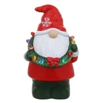 12" Led Lighted Ceramic Christmas Gnome W/ Wreath Statue Tabletop Holiday Decor. Fixed Price $46.55.