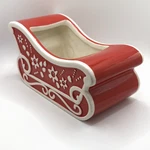 Edible Arrangements Red Ceramic Santa's Sleigh Xmas Decoration Candy Cane Holder. Fixed Price $16.99.