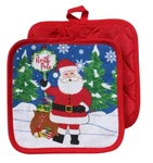 Set Of 2 Santa Claus Holiday Kitchen Pot Holders Hot Pads Christmas Decor 7X7. Fixed Price $8.60.