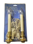 Nip Merry Brite Vintage Christmas Set Of 2 Solid Brass Candle Lamps 8.75". Fixed Price $14.40.