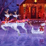 Yescom 3-PIECE Lighted Set Of 2 Reindeer & Sleigh For Outdoor Indoor Decor. Fixed Price $139.90.