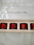 Holiday Red Green Enamel Brass Tree Deer Pier One Napkin Rings Set Of Four New. Fixed Price $12.99.