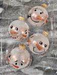 Christmas Ornaments Baubles Snowman Glass Glitter Krebs Holiday Set Of 4. Fixed Price $17.99.