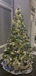 Costway 7.5FT Snow Flocked Hinged Artificial Christmas Tree With Lights. Fixed Price $100.00.