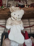 Dan Dee Collectors Choice Christmas Stocking 3D Plush Teddy Bear White Gold. Fixed Price $79.95.