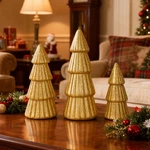 Set Of 3 Joyhalo Tabletop Christmas Trees, Frosted Indoor Xmas. Fixed Price $17.95.