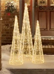 Set Of 3 Led Cone Trees W/ 90 Warm Lights & Star Strings, Indoor/outdoor Costway. Fixed Price $100.00.