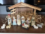 Vintage Holly Tree Christmas Youth Nativity Set Box 11PC Manger Mantle Decor. Fixed Price $35.00.