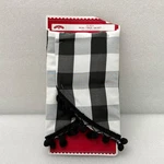 18" Mini Christmas Tree Skirt Black White Buffalo Plaid With Pompom Trim New Nip. Fixed Price $10.50.