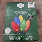 Holiday Time - 25 C9 Multicolor Led Ultra Bright Lights Green Wire Christmas. Fixed Price $16.99.