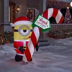 5' Minions Stuart With Candy Cane Sign Christmas Yard Inflatable Decoration Nib. Fixed Price $59.99.