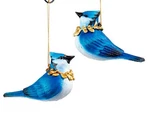 Blue Jay Hanging Ornaments Set Of 2 Christmas Gold Holly Wreath Resin 13 Cm Long. Fixed Price $21.81.
