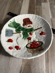 Hallmark Jan Karon Decorative 9.5 Christmas Plate Snowman With Shovel & Apples. Fixed Price $15.00.