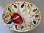 1998 Clay Art "holiday Lights" Chip 'n Dip Set (12.5 X 16.5). Fixed Price $75.00.