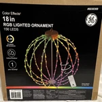 Ge Color Effects 18IN Rgb Led Ornament 156 Lights Remote Indoor/outdoor 6030369. Fixed Price $80.00.
