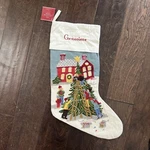 Nwt Pottery Barn Crewel Village Tree Trimming Christmas Stocking Mono Genevieve. Fixed Price $39.50.