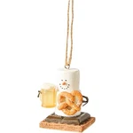 Ganz Resin S'mores Hanging Christmas Ornament Snowman Enjoying Beer & Pretzel. Fixed Price $11.73.