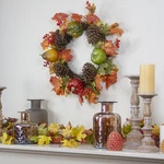 Northlight 20" Autumn Harvest Artificial Leaf Pinecones Pumpkins Berries Wreath. Fixed Price $44.09.