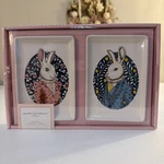 Cupcakes And Cashmere Set Of 2 Rabbit Ceramic Trays. New In Box.. Fixed Price $24.95.
