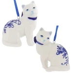Porcelain Delft Blue Cat Ornament Set Of 2 For Christmas. Fixed Price $22.78.