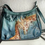 Anuschka Hand Painted Giraffe Shoulder Bag Women Designer Animal Print. Fixed Price $150.00.