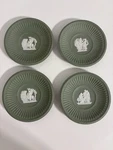 Wedgwood Jasperware Green Trinket Dishes Set 4 Pegasus Muses Classical Relief. Fixed Price $42.00.