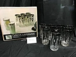 Set Of 8 Queens Silver Lusterware Diamond Design Hi Ball Glass Tumblers. Fixed Price $60.49.