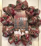 Farmhouse Rustic Burlap Christmas Wreath Deco Mesh Woodland Reindeer Snow. Fixed Price $52.65.