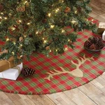Vhc Trophy Ridge Woven Deer Christmas Plaid Tree Skirt 60" Farmhouse Decor. Fixed Price $24.99.