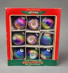 Set Of 9 Shiny Brite Christopher Radko Round Christmas Tree Glass Ornaments 2018. Fixed Price $30.00.