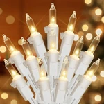 Hopolon Clear Christmas Lights 2PACK, 50 Count, Warm White,white Wire. Fixed Price $18.41.