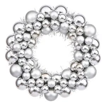 Vickerman 12" Contemporary Plastic Ball Wreath Shiny And Matte Silver. Fixed Price $55.95.