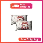 Kwlegh Snowman Lumbar Pillow Covers 12X20 Set Of Red With Cardinal Bir. Fixed Price $21.05.