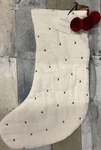 Hearth & Hand Magnolia Embroider Red Stars Christmas Stocking Pom Shown. Fixed Price $24.99.