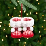 Northlight Checkered Baby Boots With Poms Christmas Ornament - 4" White. Fixed Price $12.49.